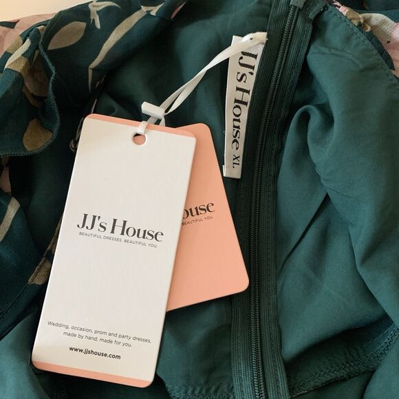 JJ’s House Ruffle Sweetheart Spaghetti Straps A-Line Chiffon Midi Dress Sz XL - Picture 11 of 13